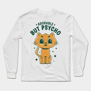 Cute psycho cat cartoon Long Sleeve T-Shirt